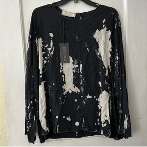 NWT Sinuous Boho Artsy Tie Dye Bleached Bell Sleeves Blouse Top